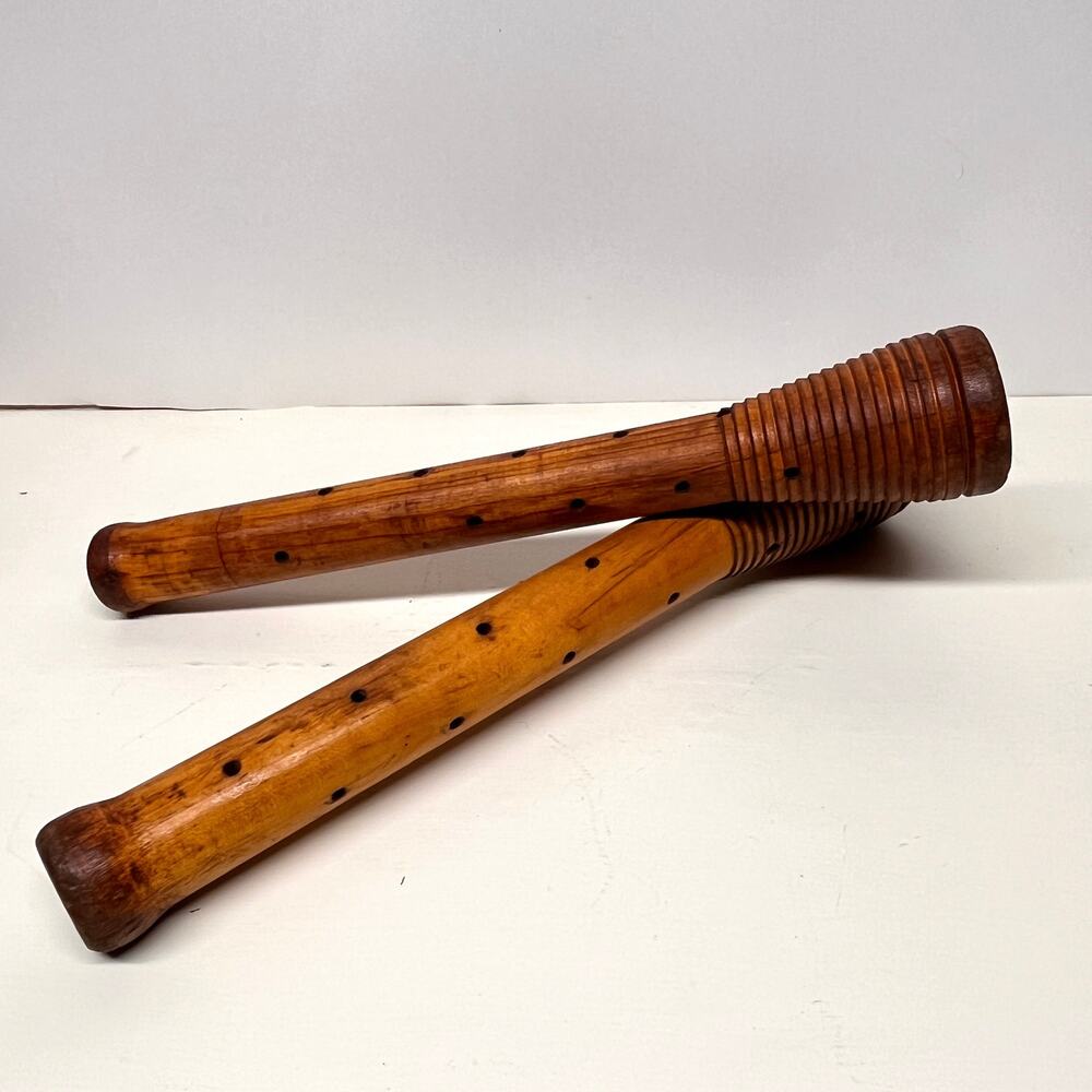 Vintage Beehive Textile Mill Spindle Bobbin Spools Set of 2